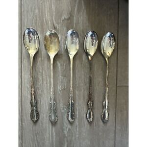 5 Rogers Mfg‎ International IS CAMELOT MELODY Iced Tea Spoons 7-1/4" Silverplate